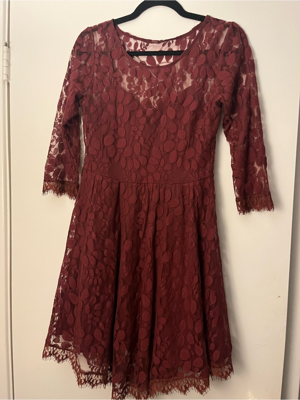 Free People ' Burgundy Floral Lace Dress